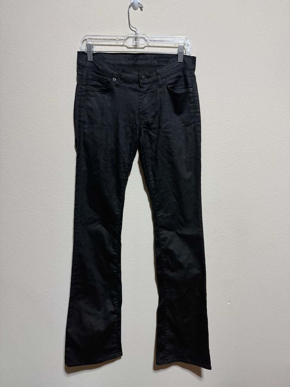 7 For All Mankind The Skinny Bootcut Waxed Black Jeans